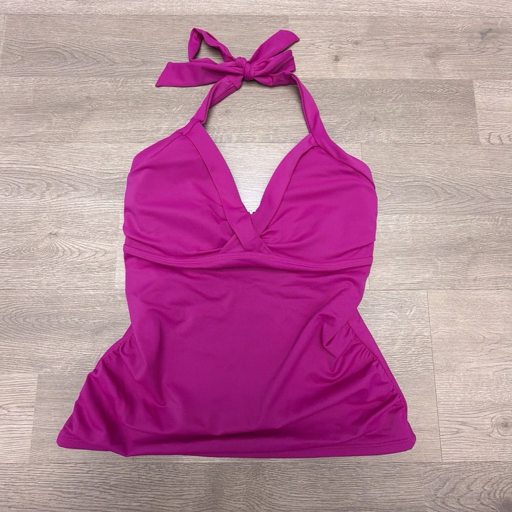 Athleta Tankini Swim Top 32D/DD Pink Halter Underwire‎ NWT UPF 50